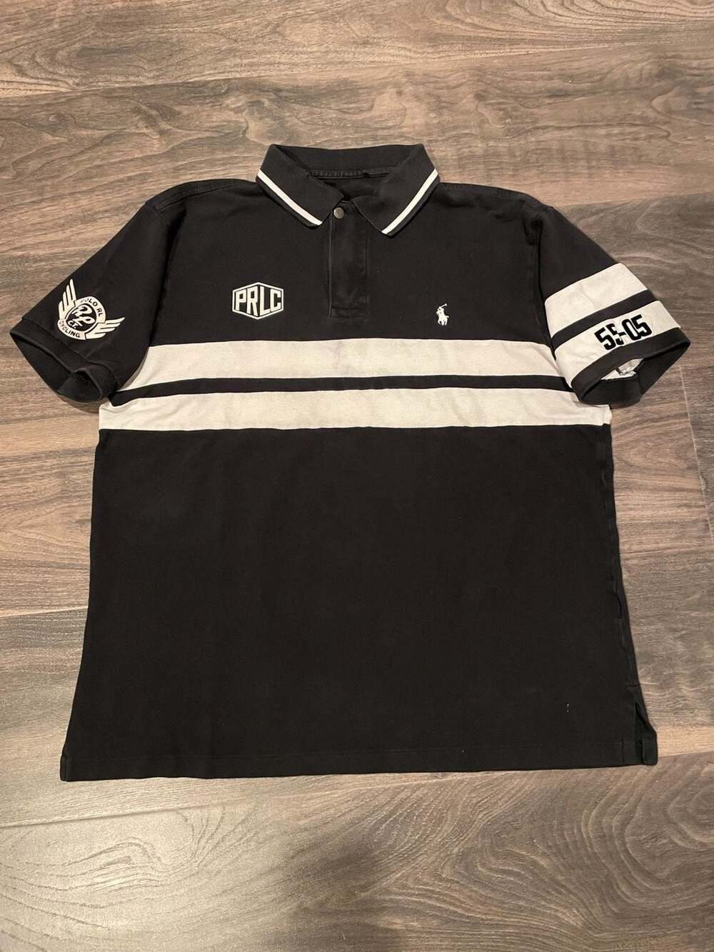 Polo Ralph Lauren RL Cycling Team Black Striped Polo Shirt